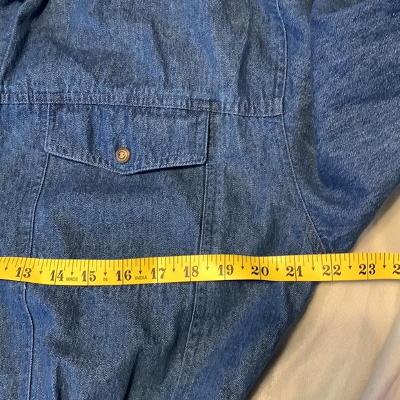 Eddie Bauer dress button down removable collar denim long sleeve pockets L farm - Picture 8 of 13
